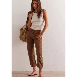 Free People Supersonic Slim Pant Breen Brown Size 0 Womens Barrel Leg Modern